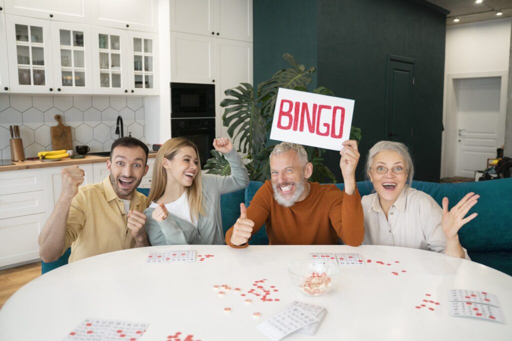 family playing bingo at home