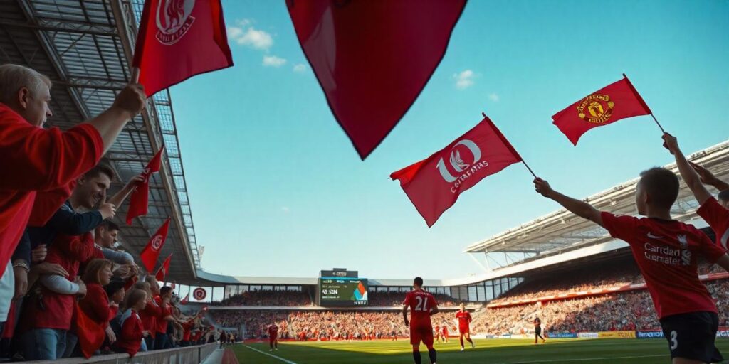 football stadium where a Premier League football match between Liverpool and Manchester United is held