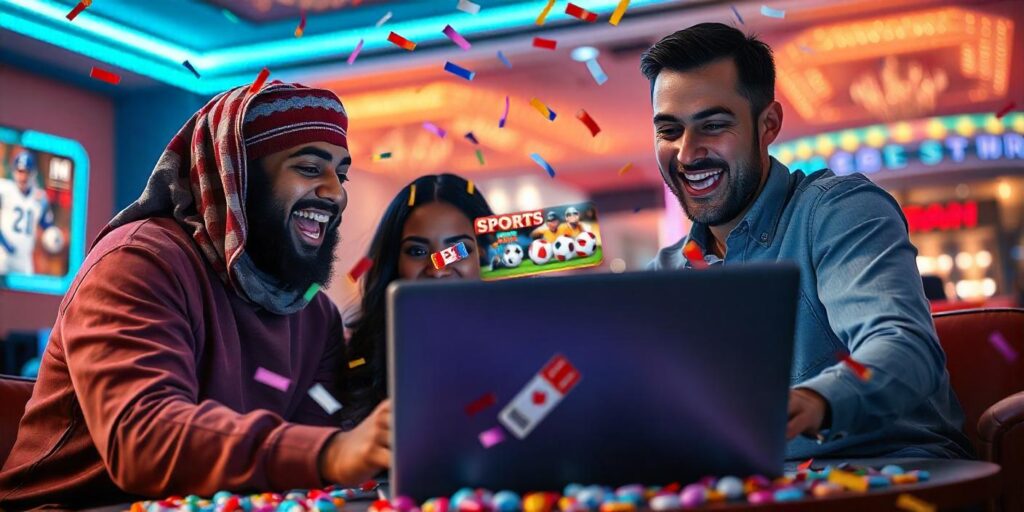 people having fun while playing sports slots in an online casino