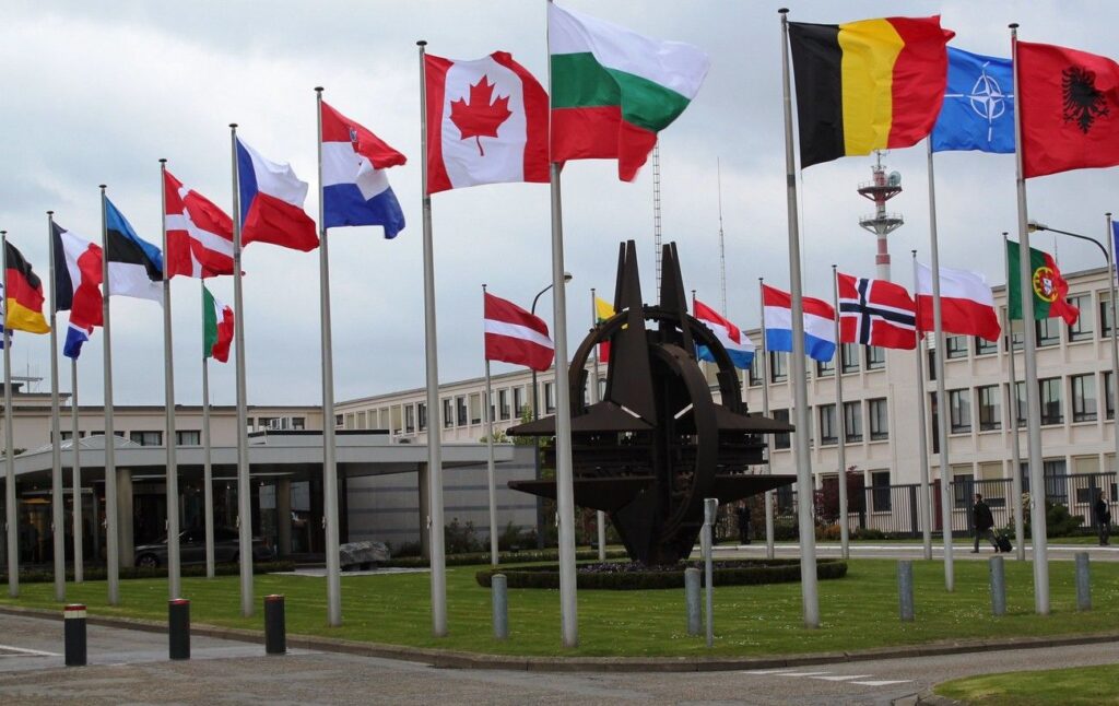 the flags of the NATO members