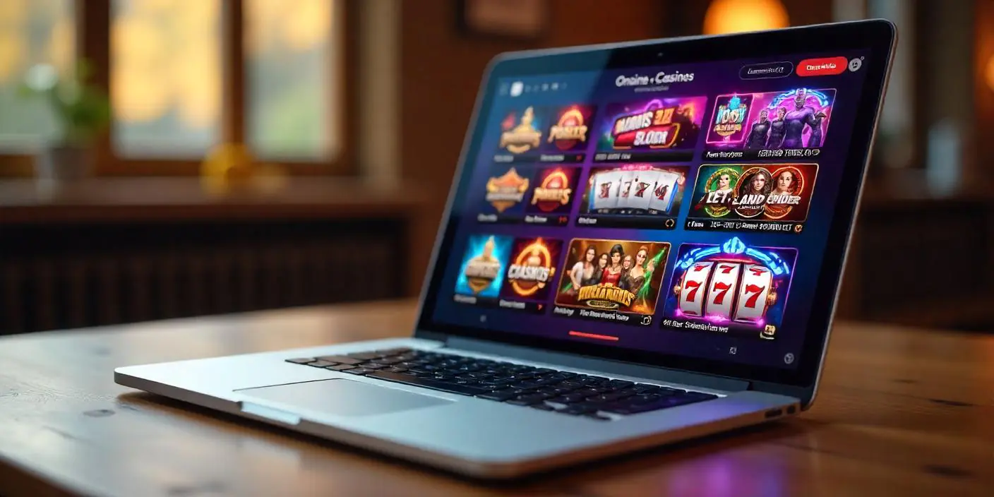 online casino on laptop screen