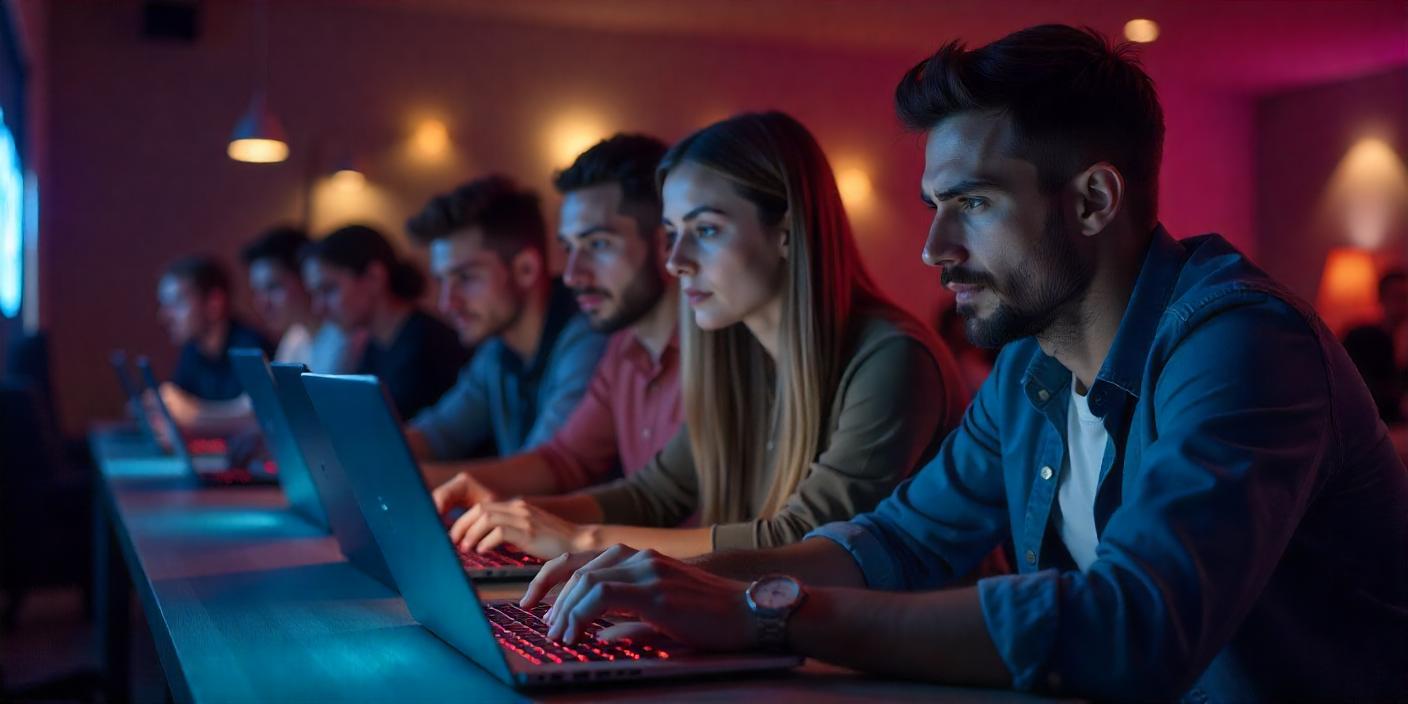 people gamble at an online casino on their laptops