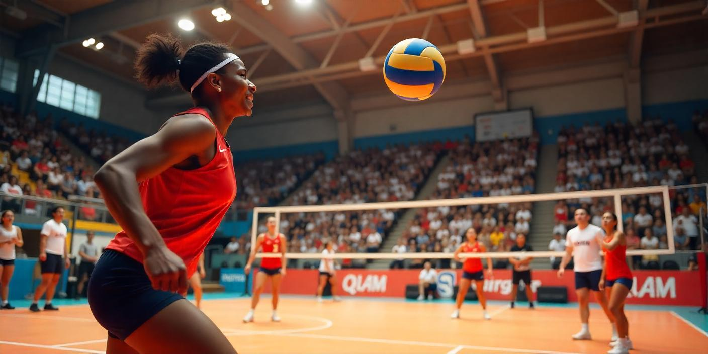 volleyball match between two teams